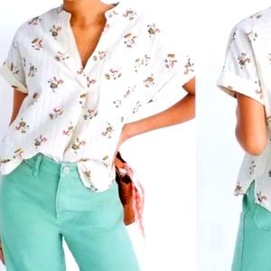 Madewell Cream Floral Blouse, size XS